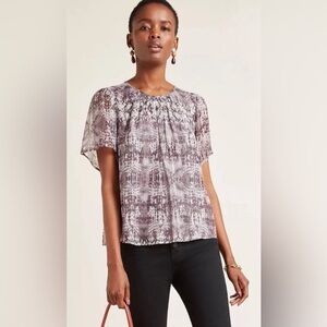 Velvet by Graham & Spencer Arianna Metallic Snake Printed Blouse